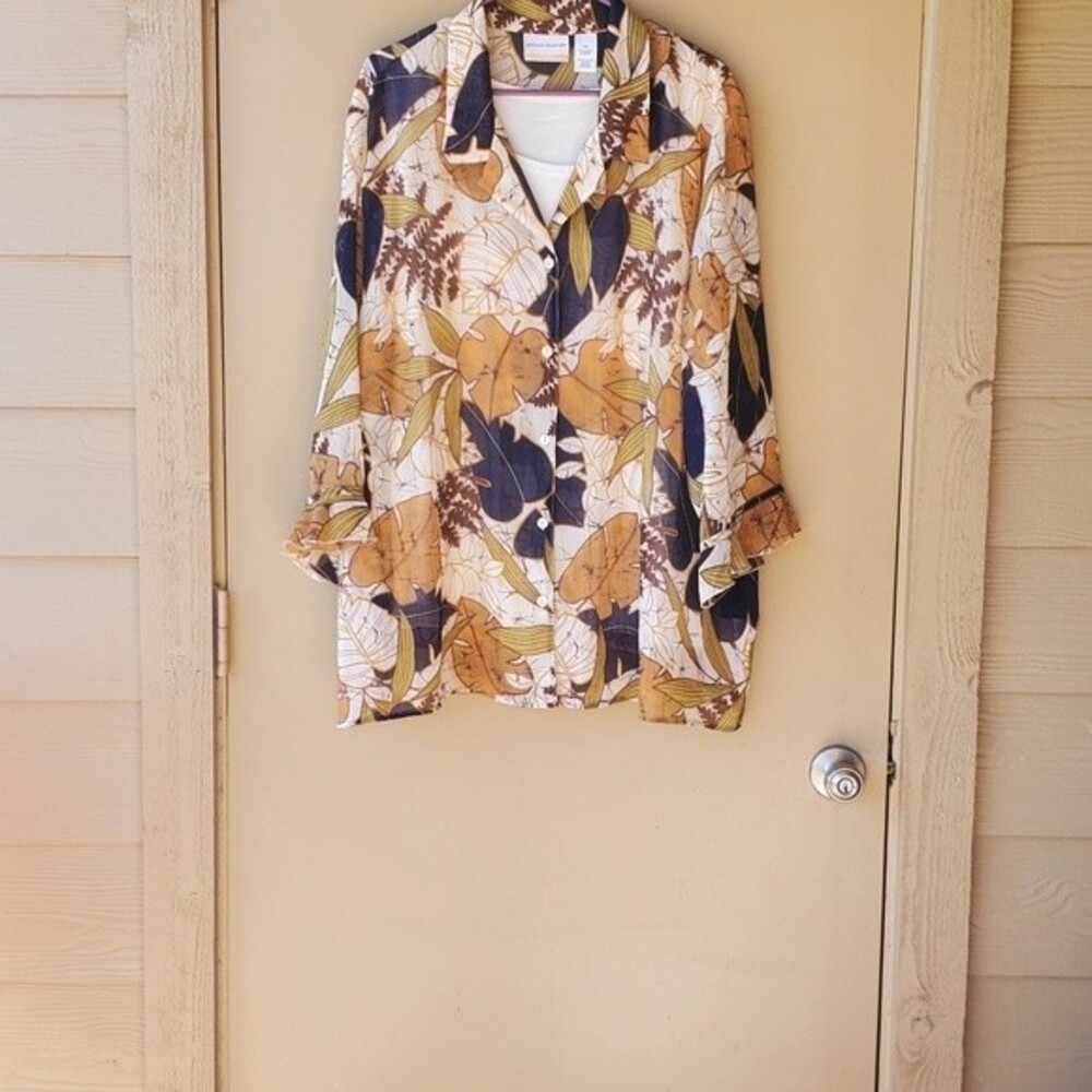 Alfred Dunner Womens Tropical Floral Hawaniian Summery Blouse size 24 w
